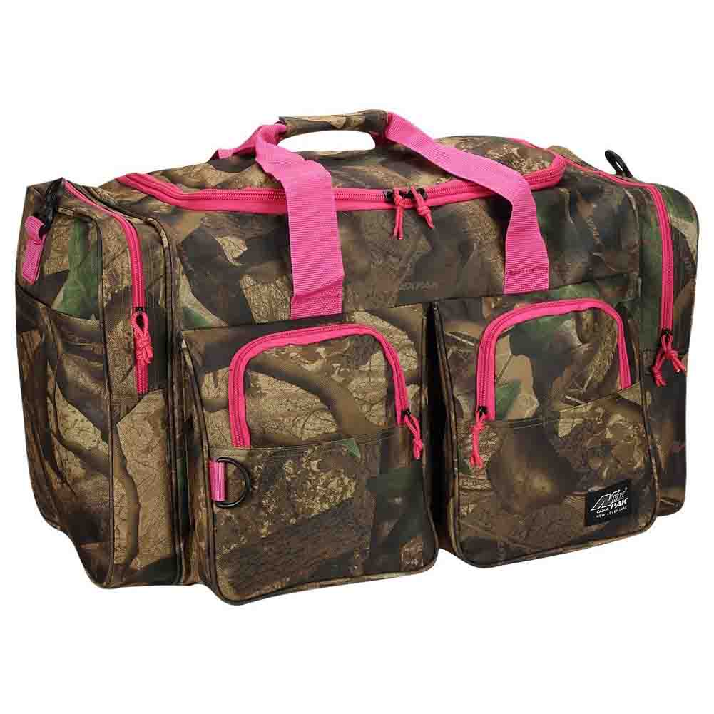 Womens Large 26&quot; Pink Camo Duffle/Sport/Shoulder Bag - The Swamp Company